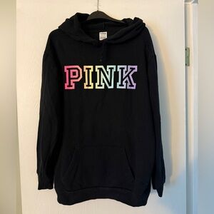 Black Hoodie with Multicolor PINK Logo